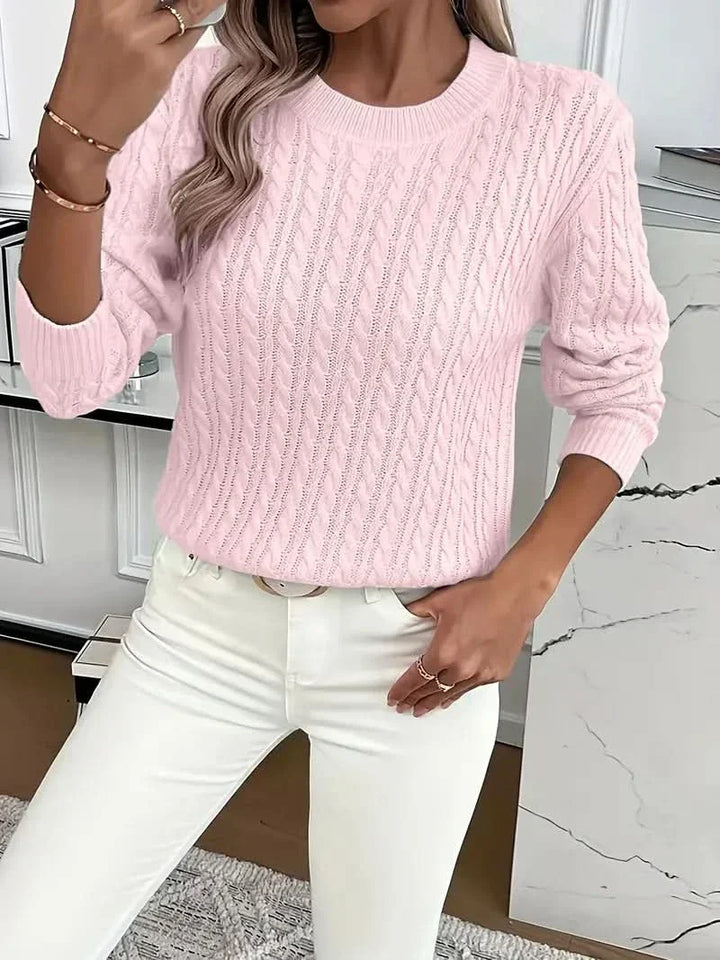 Women's Stylish Cable Knit Crewneck Sweater