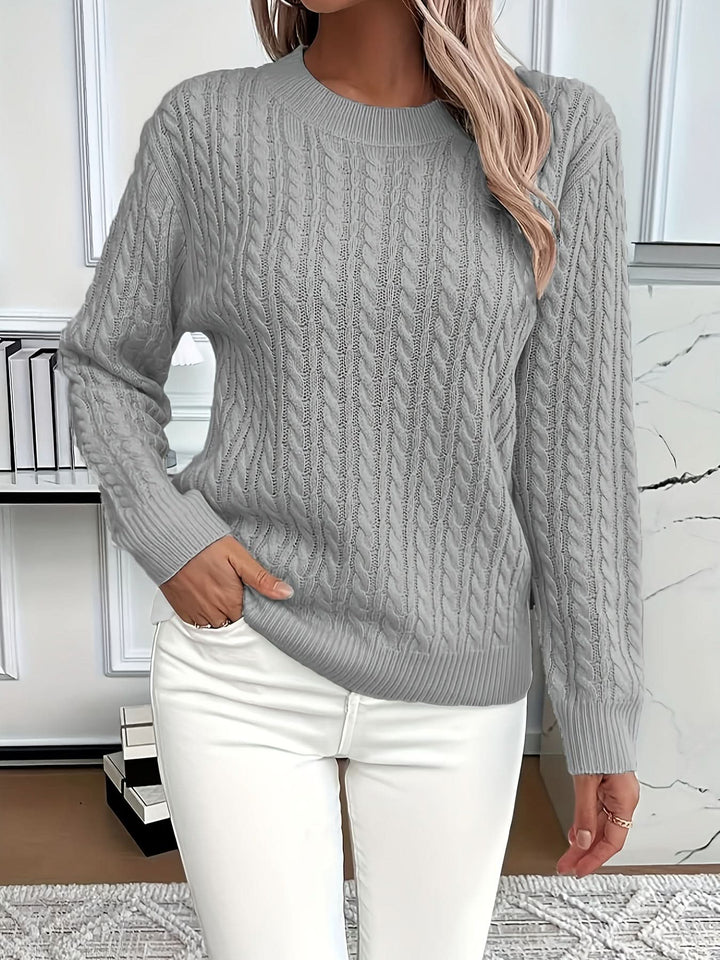 Women's Stylish Cable Knit Crewneck Sweater