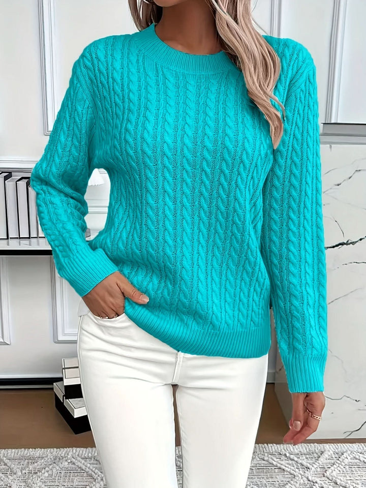 Women's Stylish Cable Knit Crewneck Sweater