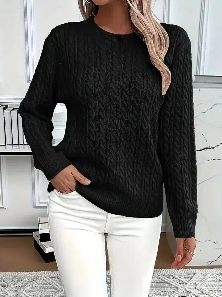 Women's Stylish Cable Knit Crewneck Sweater