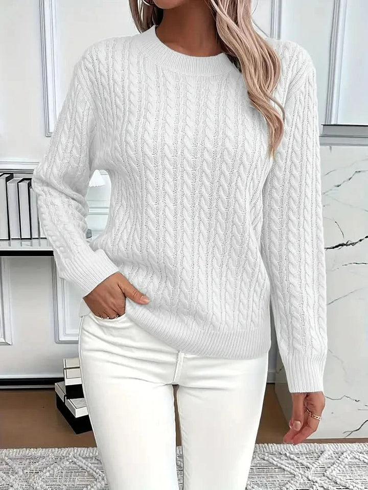 Women's Stylish Cable Knit Crewneck Sweater