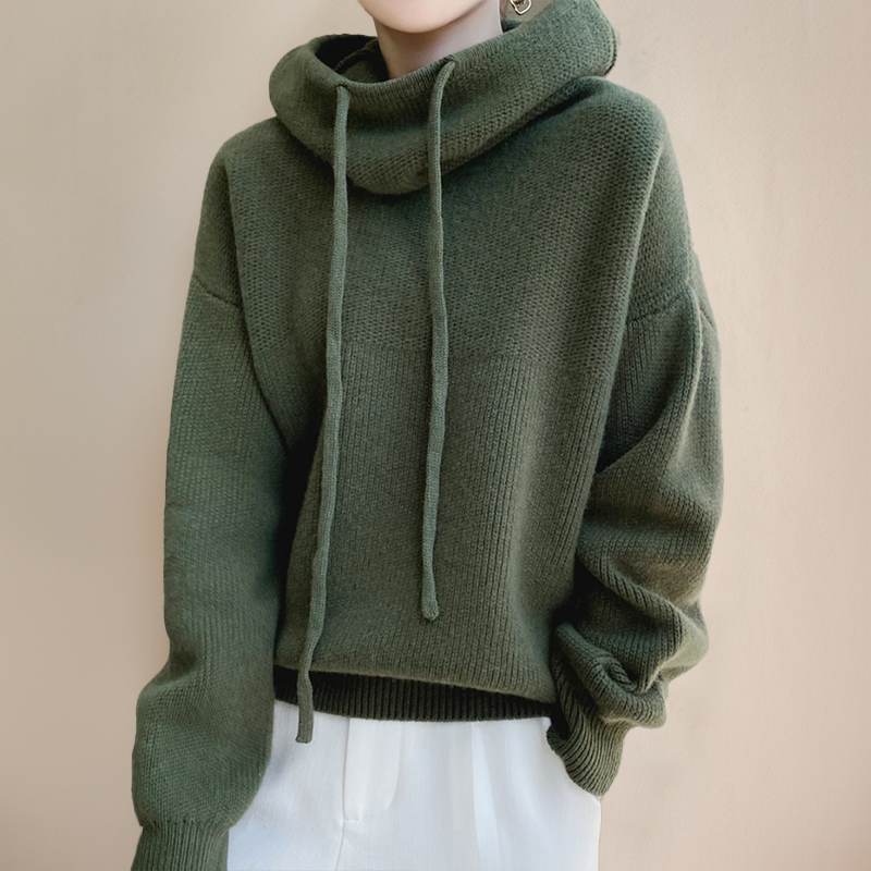 Women's Cosy Oversized Cropped Knit Hoodie