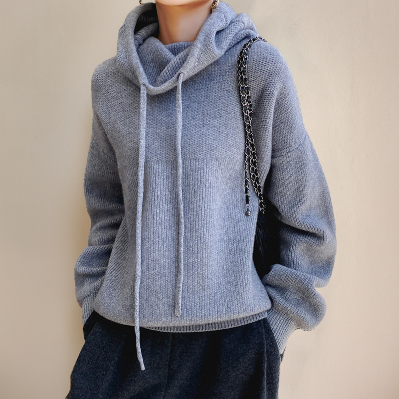 Women's Cosy Oversized Cropped Knit Hoodie