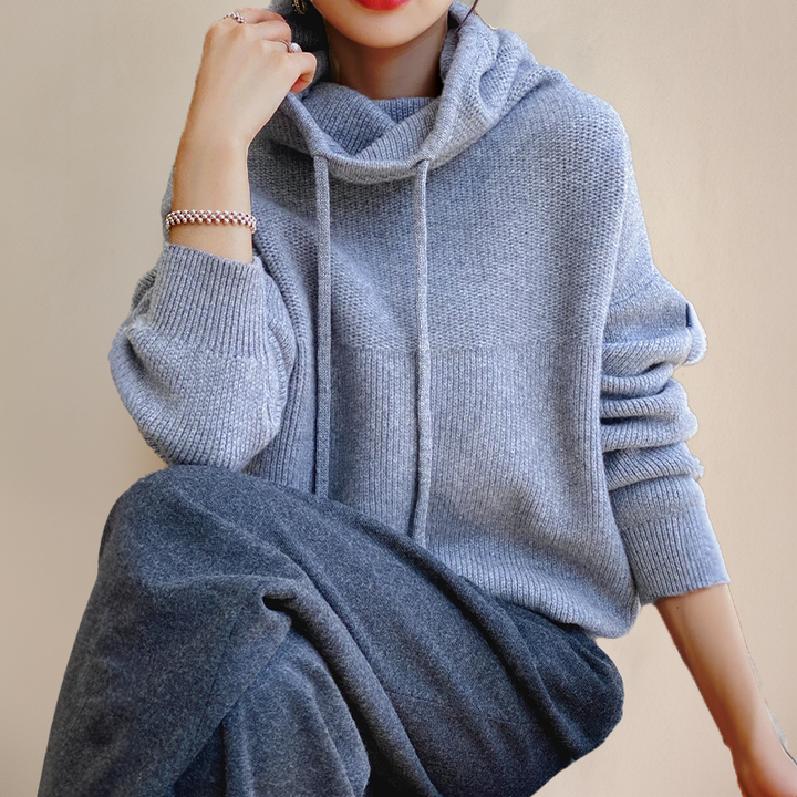 Women's Cosy Oversized Cropped Knit Hoodie