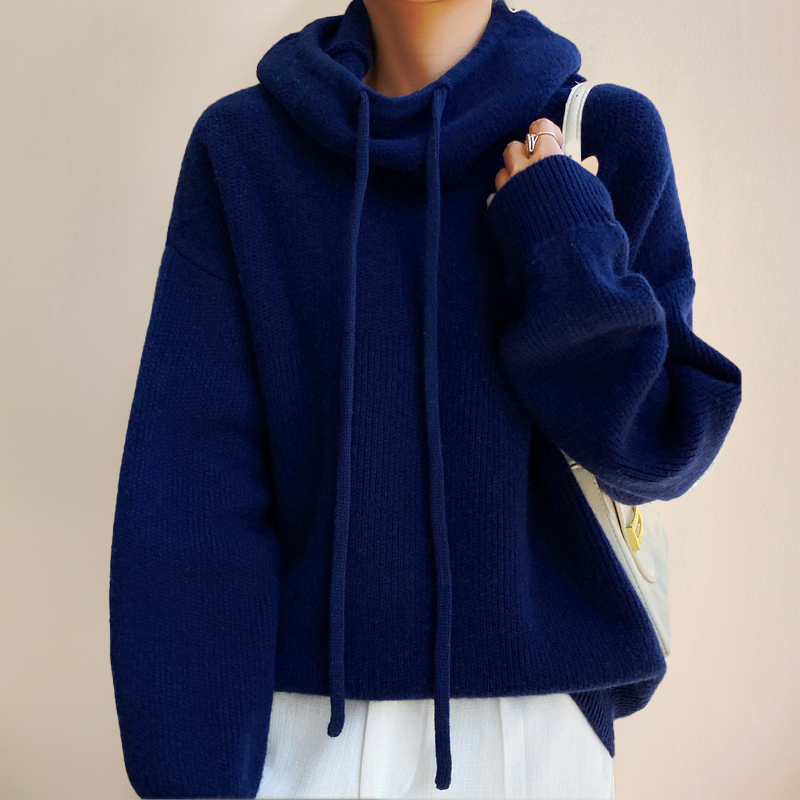 Women's Cosy Oversized Cropped Knit Hoodie