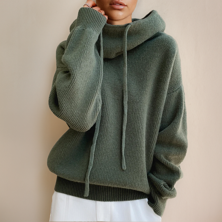 Women's Cosy Oversized Cropped Knit Hoodie