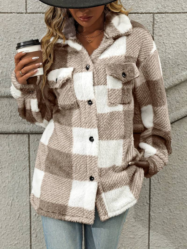 Women's Beautiful Oversized Plaid Fleece Shacket