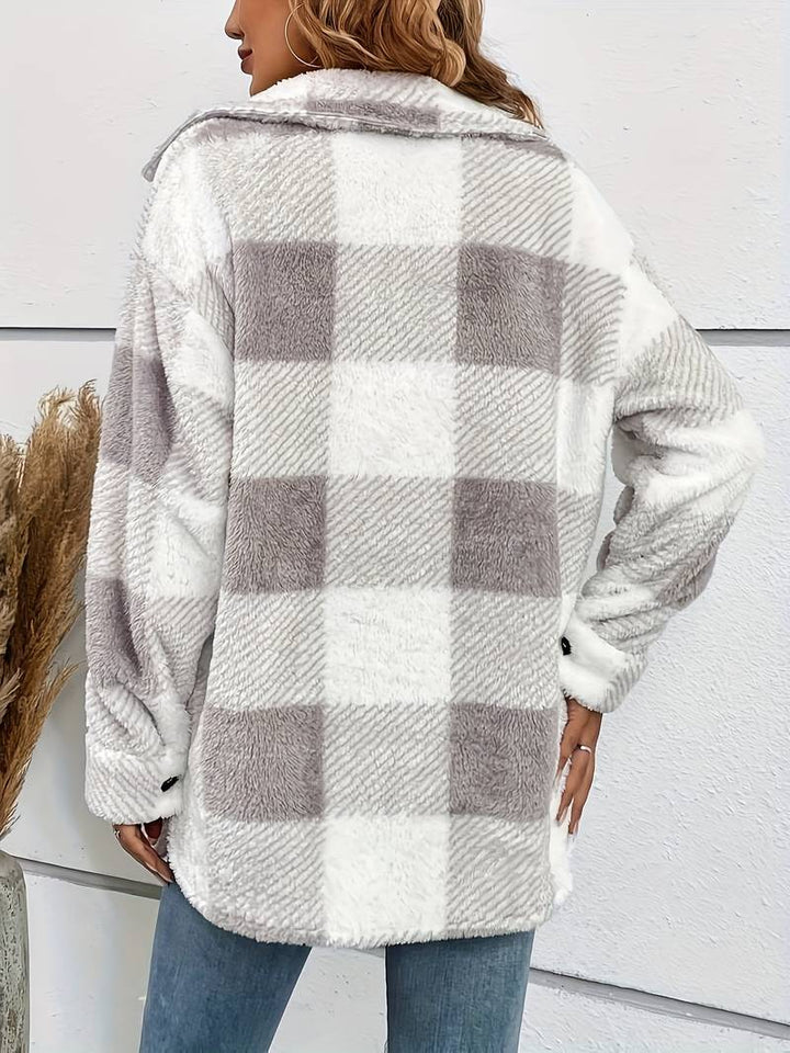 Women's Beautiful Oversized Plaid Fleece Shacket