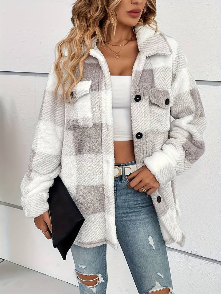 Women's Beautiful Oversized Plaid Fleece Shacket