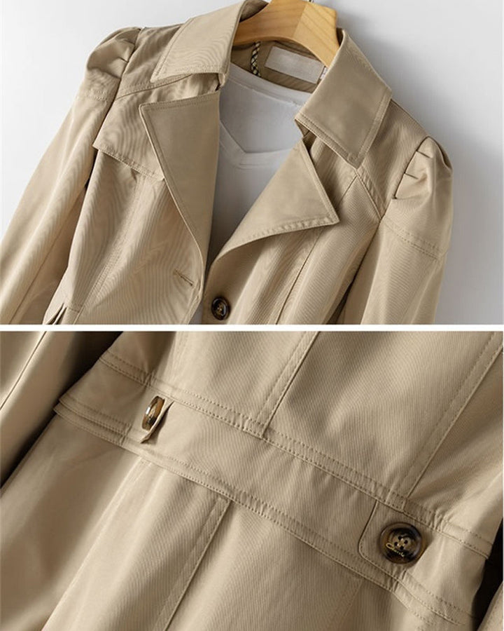 Women's Elegant Long Trench Coat with Button Front