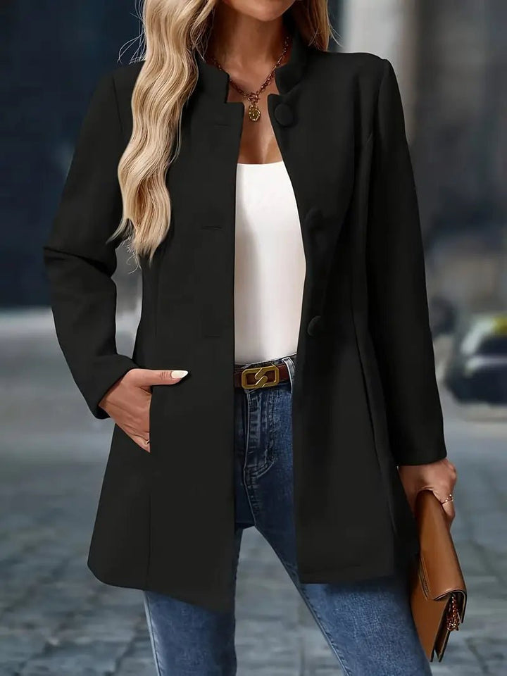Women's Elegant Tailored Camel Coat with Button Front