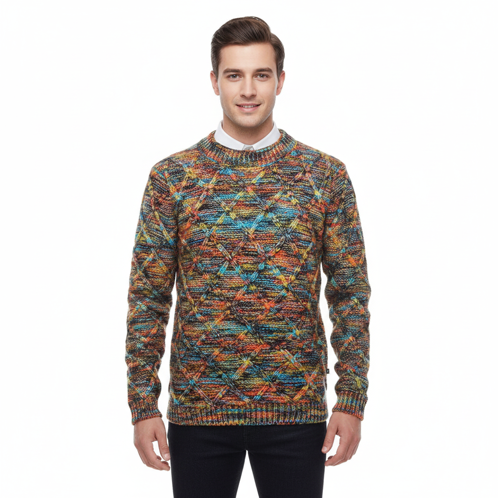 Men's Pretty Chunky Cable Knit Crewneck Sweater