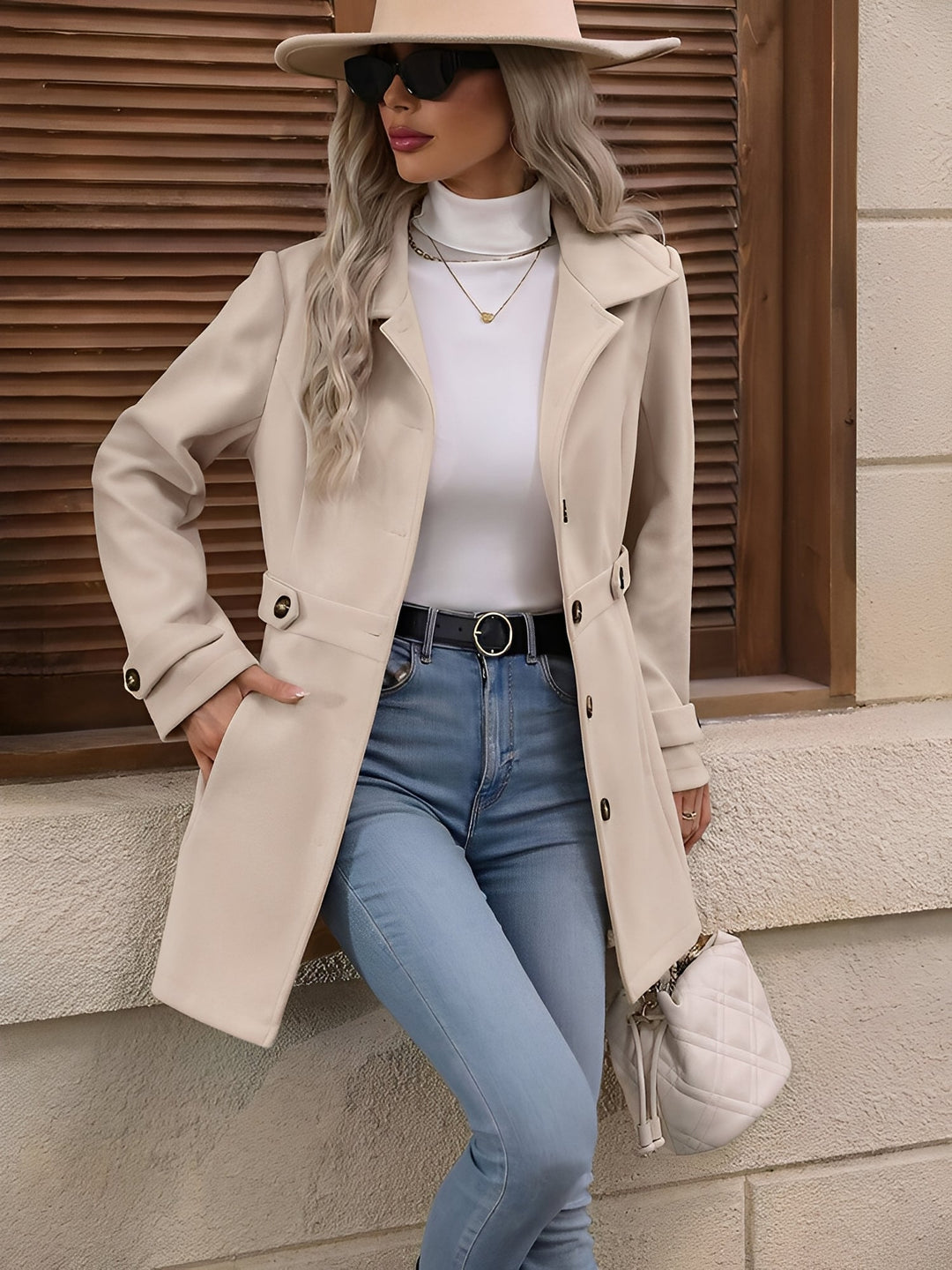 Women's Tailored Camel Double Breasted Trench Coat