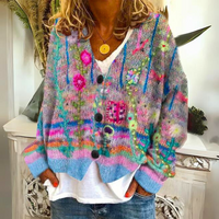 Women's Stylish Floral Knit Cardigan