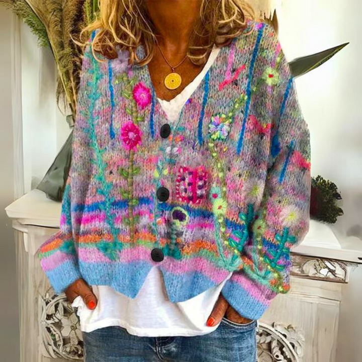 Women's Stylish Floral Knit Cardigan