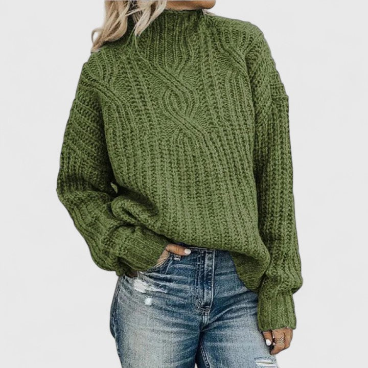 Women's Cosy Cable Knit Sweater with Mock Neck