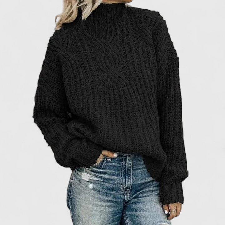 Women's Cosy Cable Knit Sweater with Mock Neck