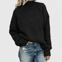 Women's Cosy Cable Knit Sweater with Mock Neck