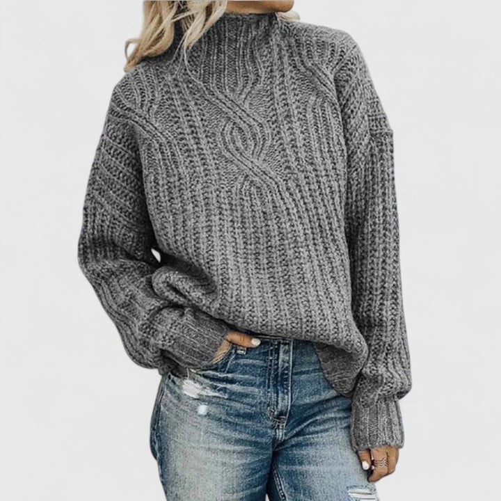 Women's Cosy Cable Knit Sweater with Mock Neck