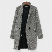 Women's Timeless Long Coat with Double-Breasted Front