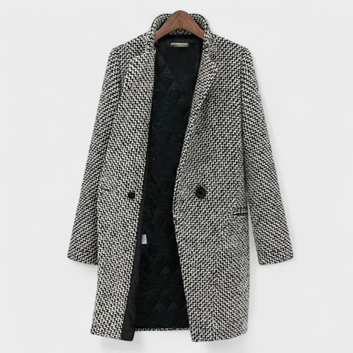Women's Timeless Long Coat with Double-Breasted Front