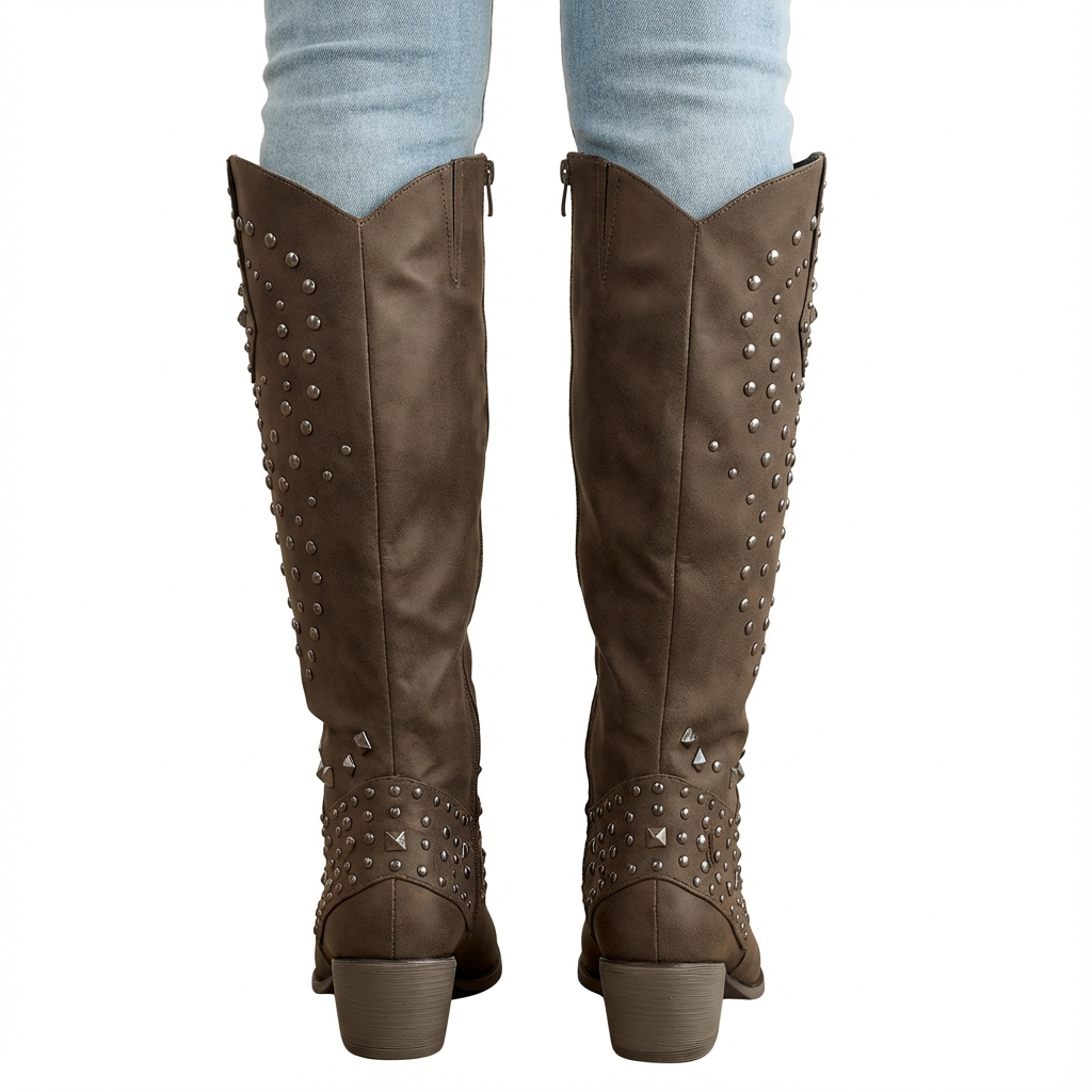 Women's Stylish Heeled Knee High Cowboy Boots with Pointed Toe