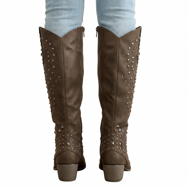 Women's Stylish Heeled Knee High Cowboy Boots with Pointed Toe