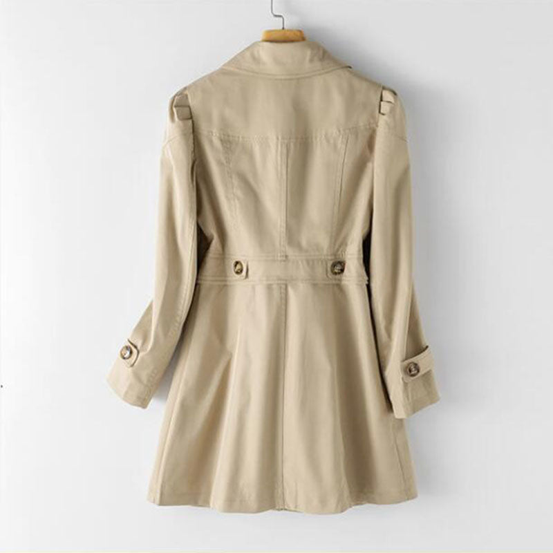 Women's Elegant Long Trench Coat with Button Front