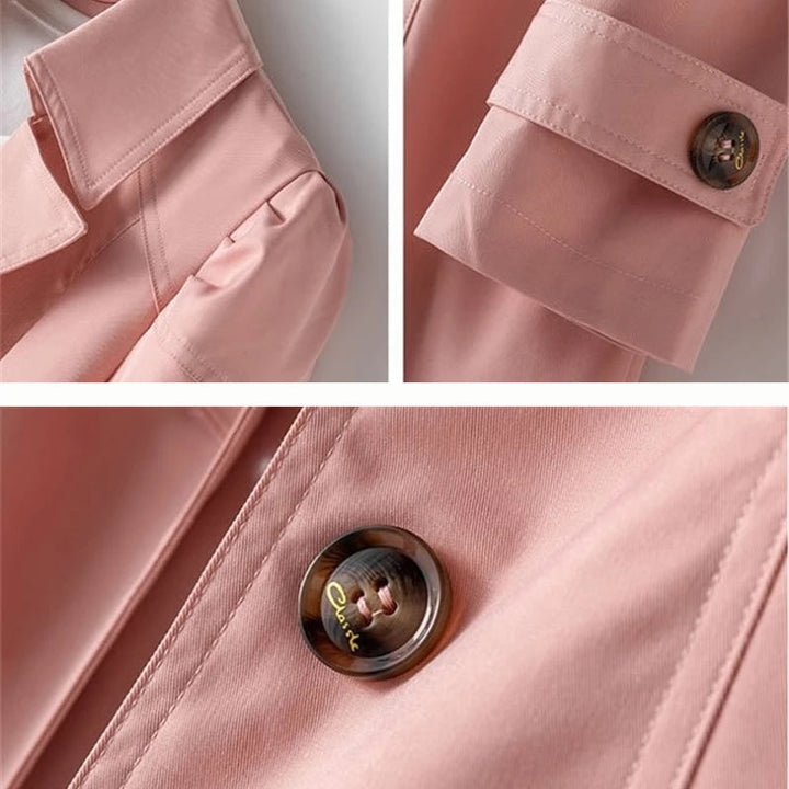 Women's Elegant Long Trench Coat with Button Front