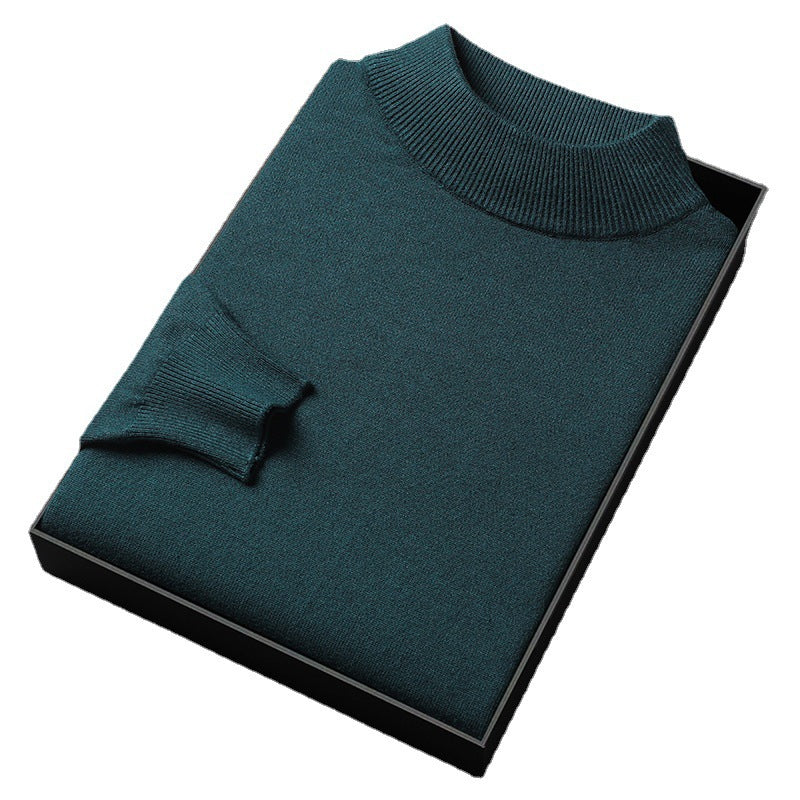 Men's Classic Mock Neck Wool Knit Sweater