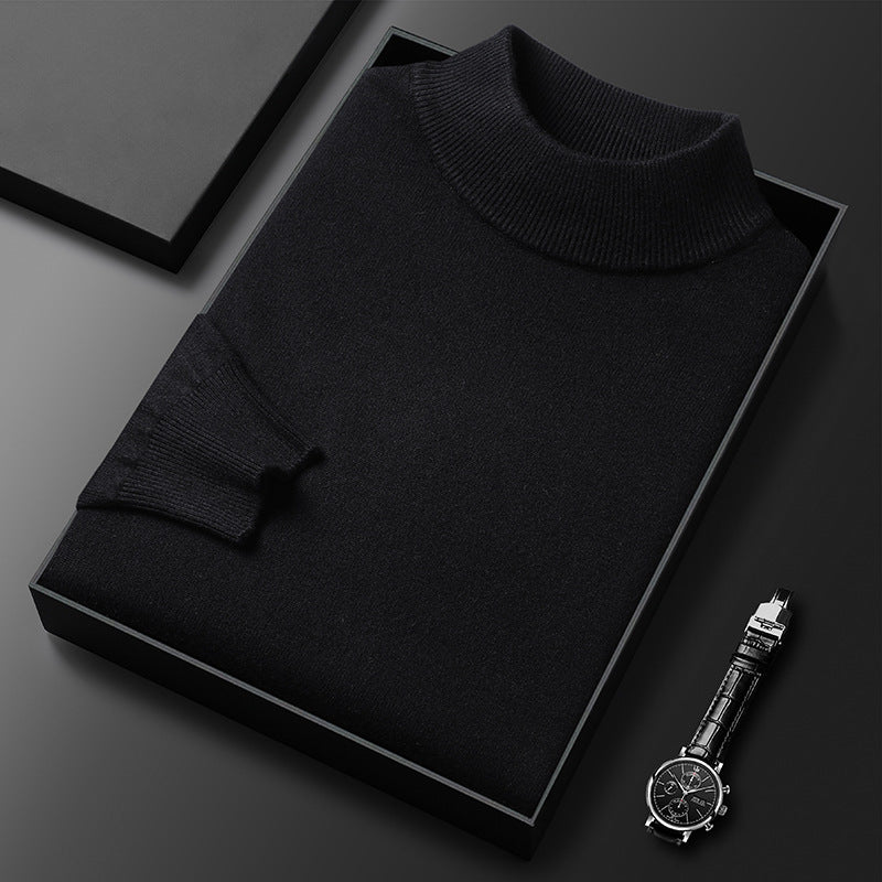 Men's Classic Mock Neck Wool Knit Sweater