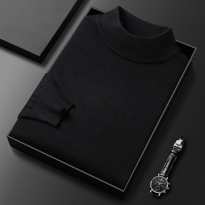 Men's Classic Mock Neck Wool Knit Sweater