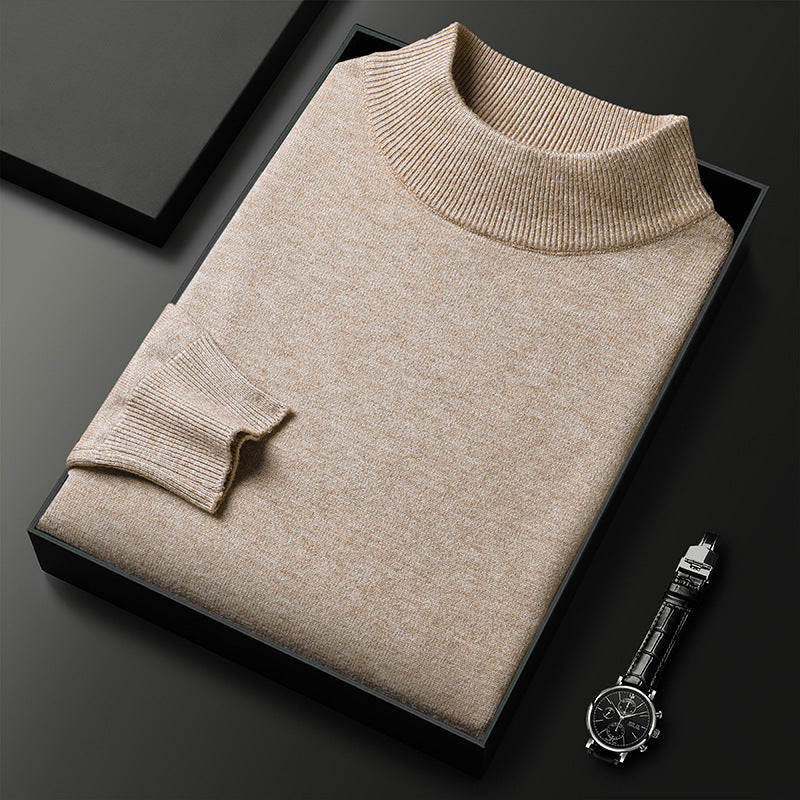 Men's Classic Mock Neck Wool Knit Sweater