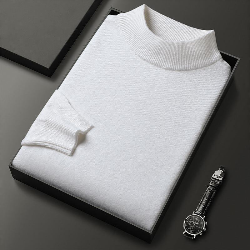 Men's Classic Mock Neck Wool Knit Sweater