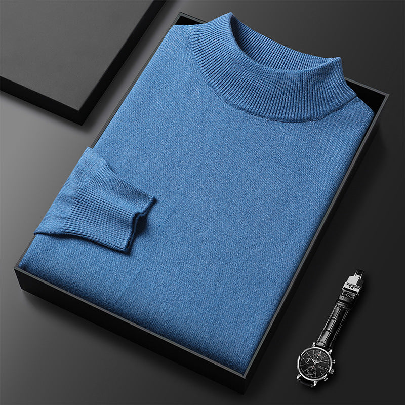 Men's Classic Mock Neck Wool Knit Sweater