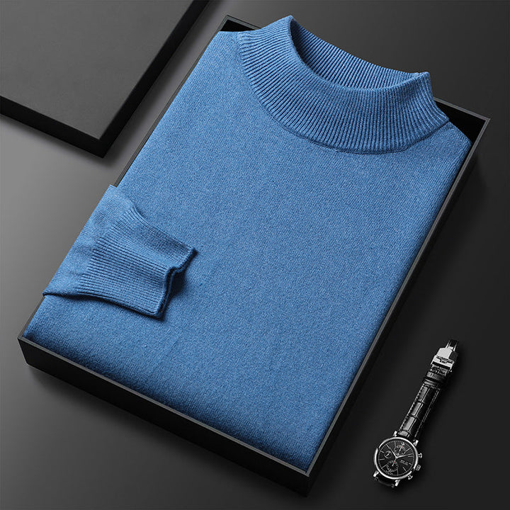 Men's Classic Mock Neck Wool Knit Sweater