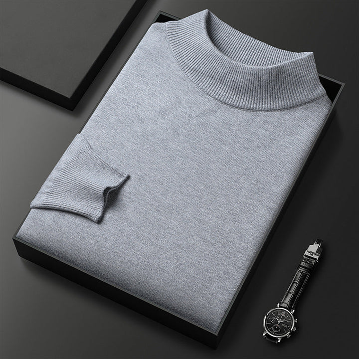 Men's Classic Mock Neck Wool Knit Sweater