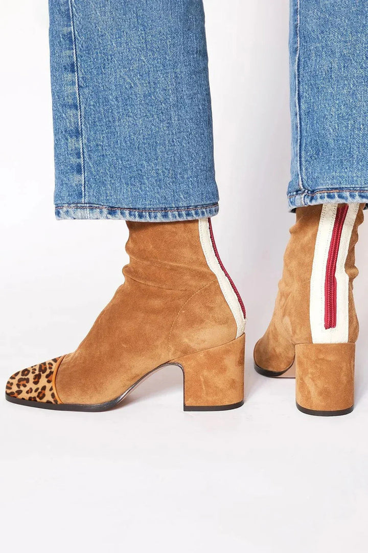Women's Elegant Square Toe Ankle Boots with Block Heel