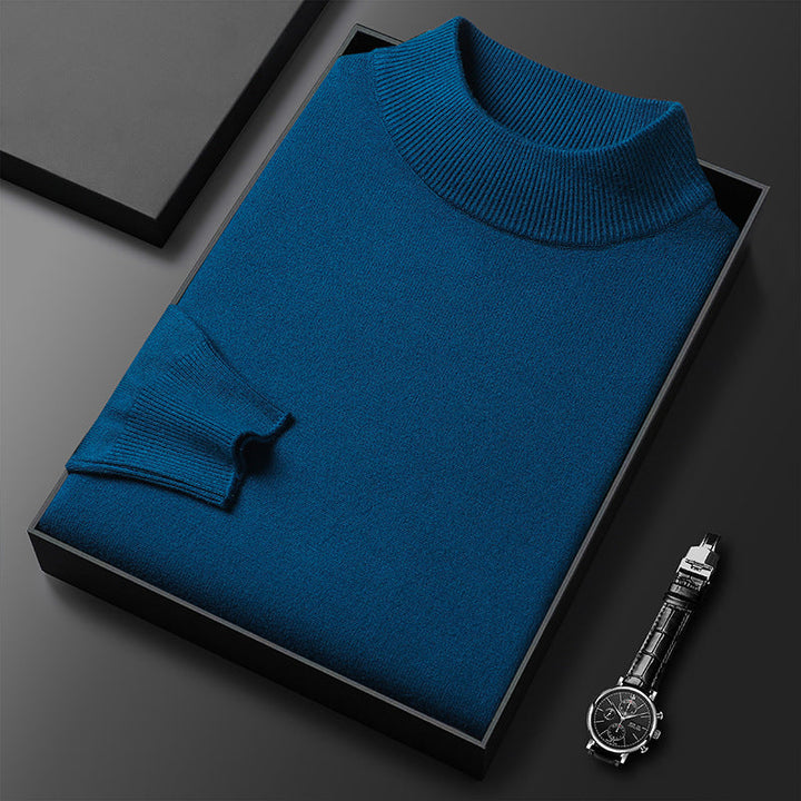 Men's Classic Mock Neck Wool Knit Sweater