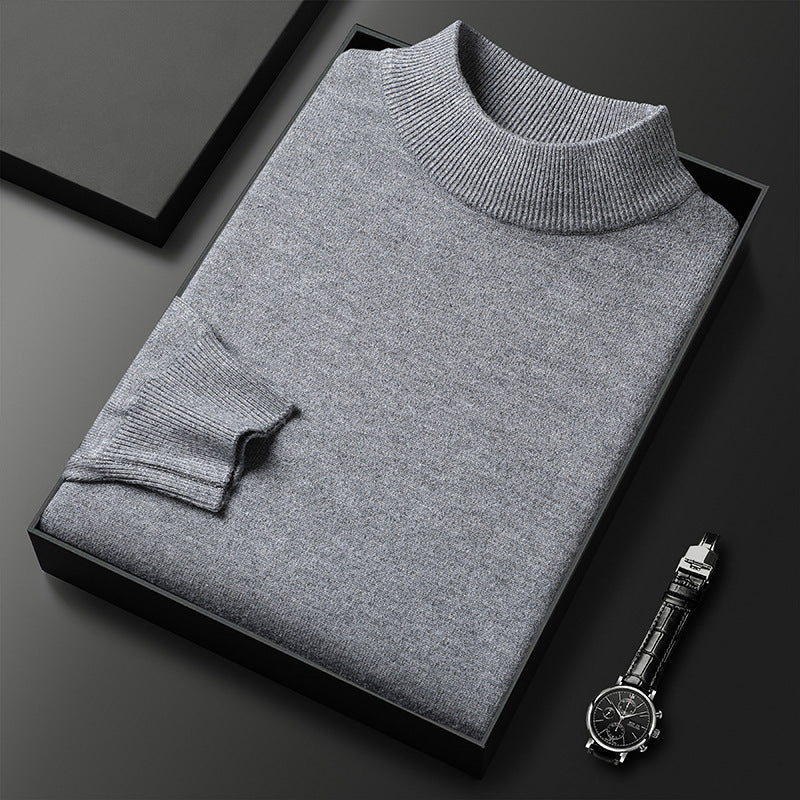 Men's Classic Mock Neck Wool Knit Sweater