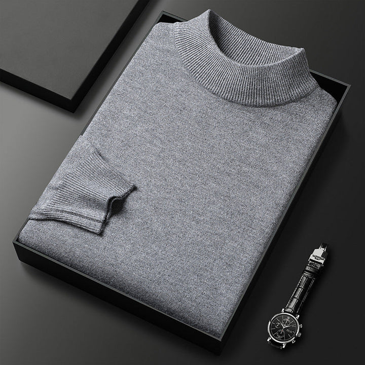 Men's Classic Mock Neck Wool Knit Sweater