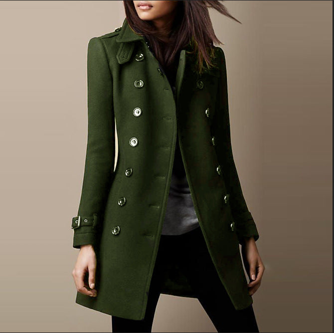 Women's Vintage-Inspired Long Trench Coat