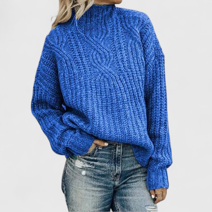 Women's Cosy Cable Knit Sweater with Mock Neck