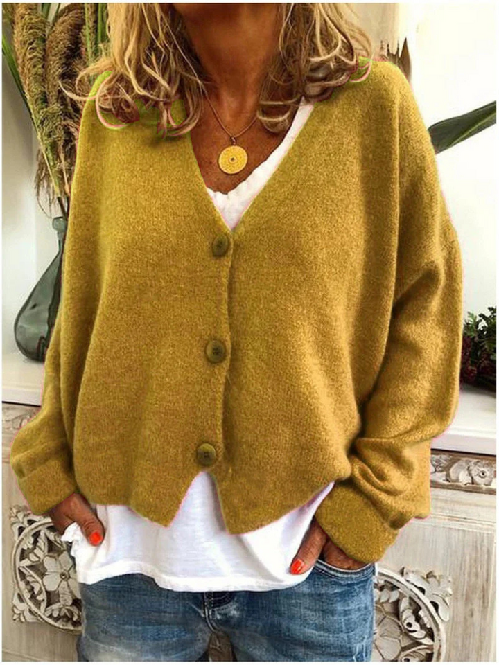 Women's Tailored Oversized Knit Cardigan with V-Neck