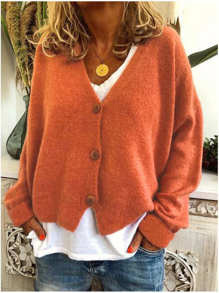 Women's Tailored Oversized Knit Cardigan with V-Neck