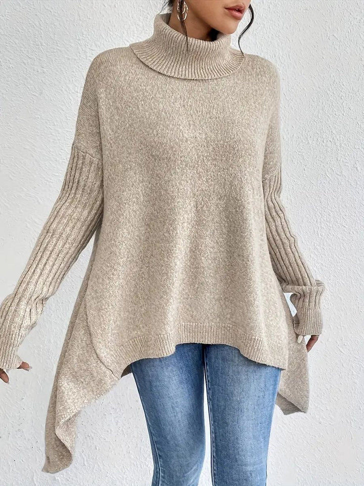 Women's Cosy Oversized Knit Turtleneck Ribbed Sweater
