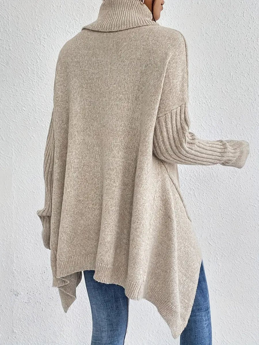 Women's Cosy Oversized Knit Turtleneck Ribbed Sweater