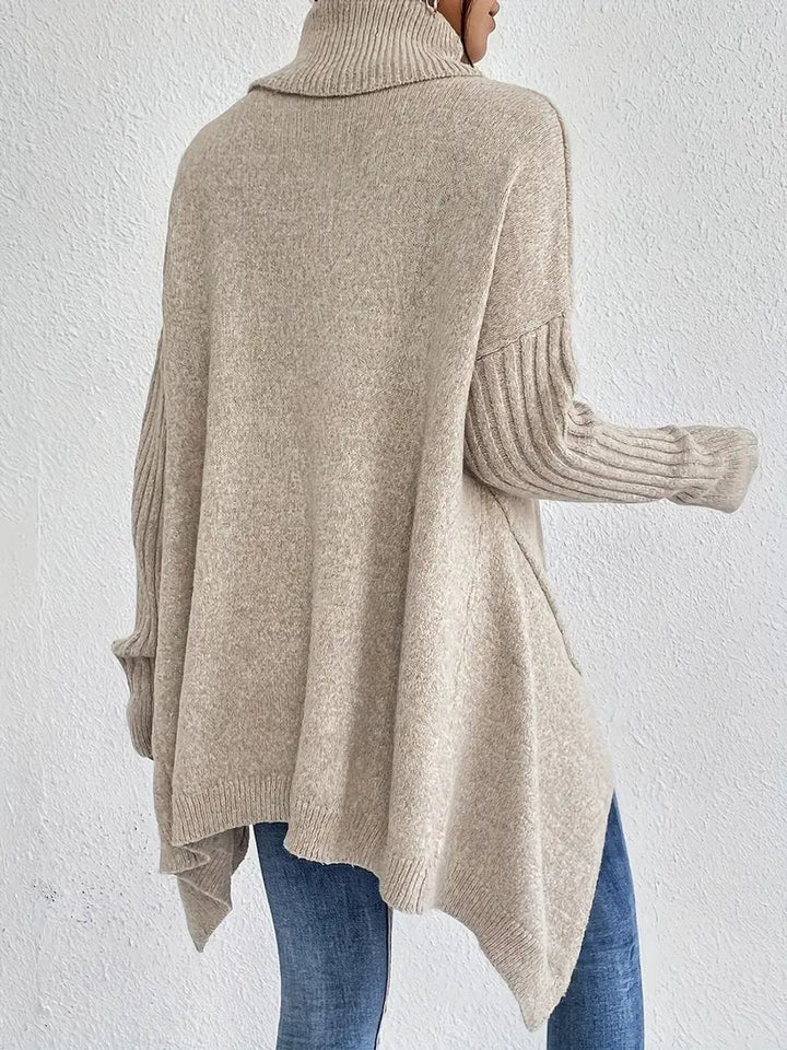 Women's Cosy Oversized Knit Turtleneck Ribbed Sweater