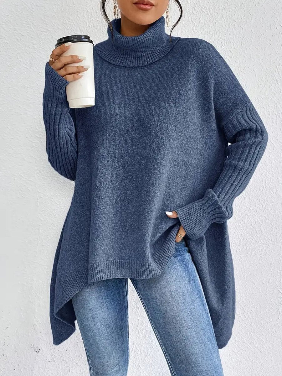 Women's Cosy Oversized Knit Turtleneck Ribbed Sweater