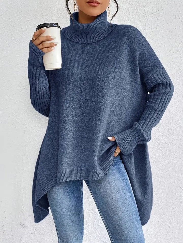 Women's Cosy Oversized Knit Turtleneck Ribbed Sweater